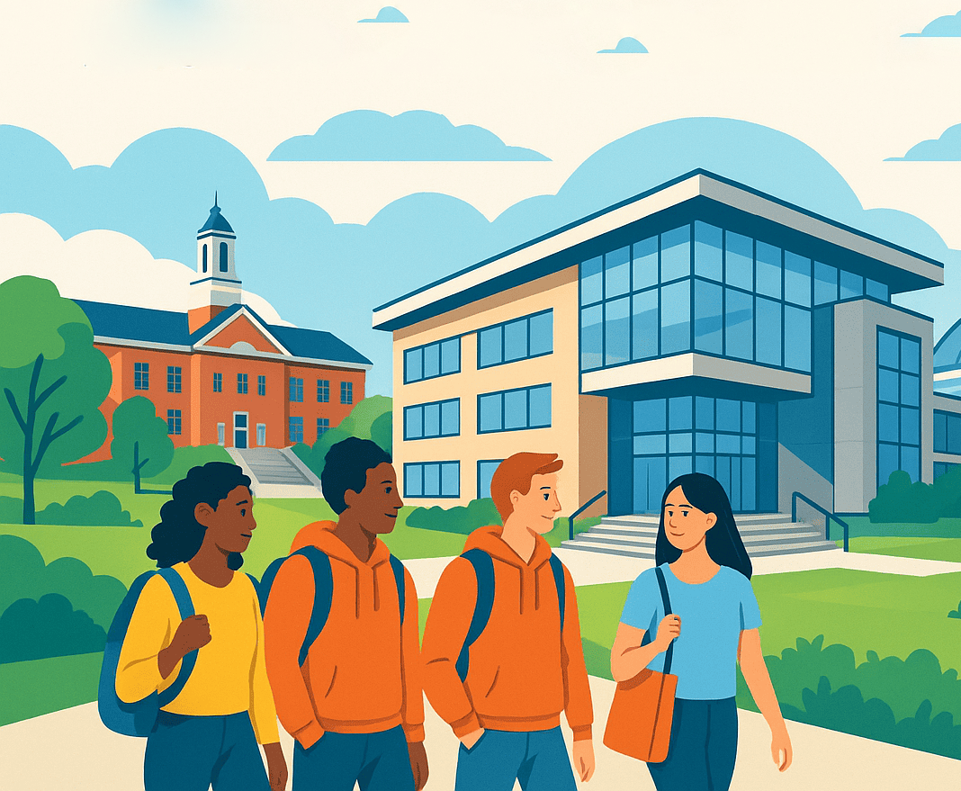 Students collaborating on a future-ready campus